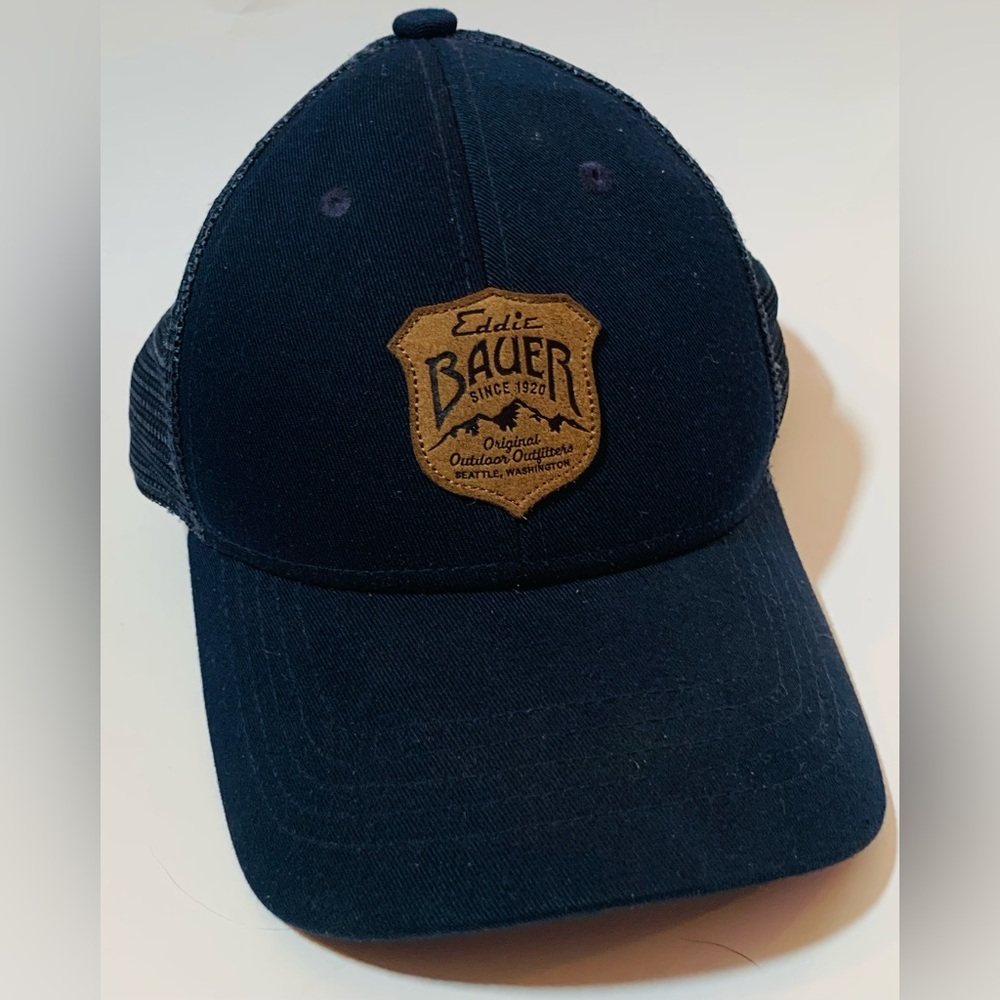 Eddie Bauer Dark Blue Brown Logo Men Mesh Trucker Baseball Hat Snapback One Size
